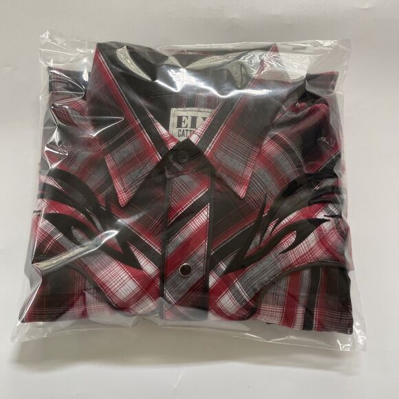 Ely Cattleman Pearl Snaps Cowboy Shirt Mens Large Plaid Tribal Embroidered Rodeo - Picture 10 of 10